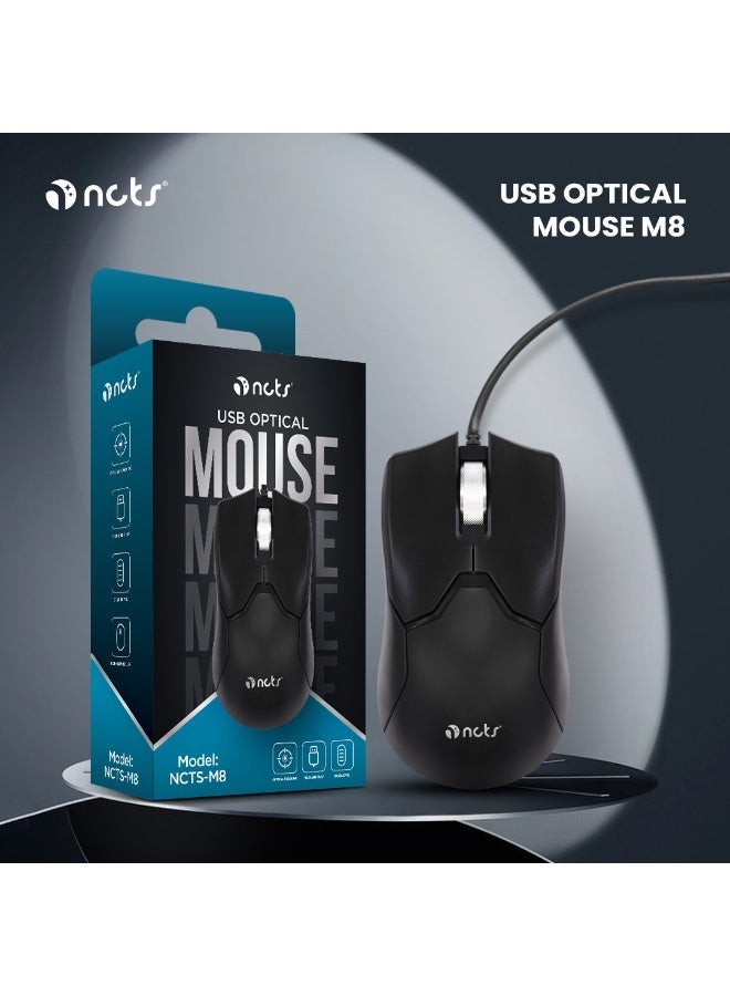 NCTS NCT M8 Wired Mouse for PC and Laptop, 3-button mouse, USB, Black - Image 2